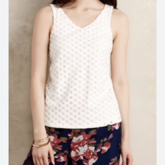 Anthropologie Sunday in Brooklyn L Ivory White Lace Tank Top Blouse - Picture 2 of 10